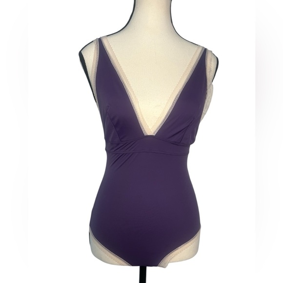 Victoria’s Secret Purple with lace body suit. 3 snap closure. Women’s size M - Picture 3 of 6